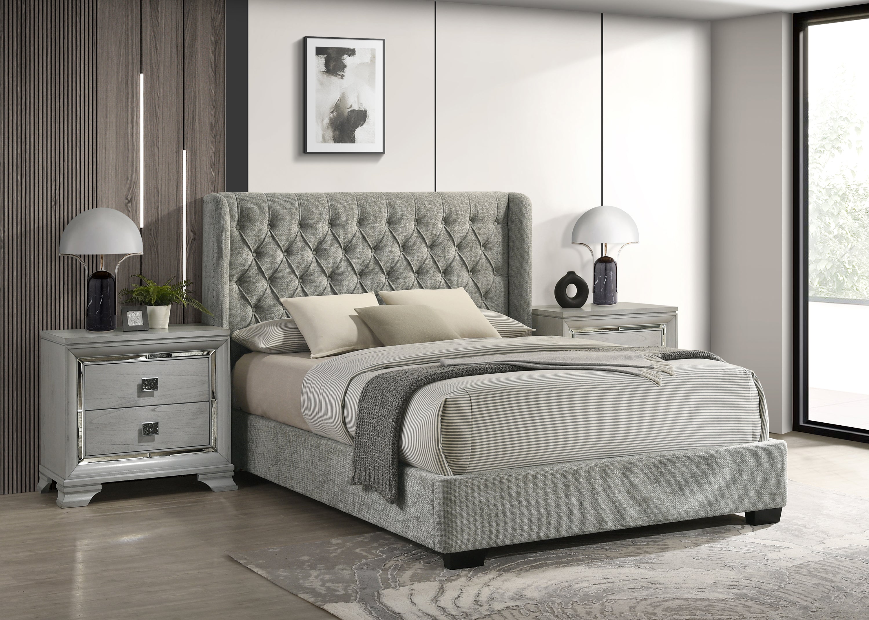 DAPHNE KING HEADBOARD L.GREY TWEED