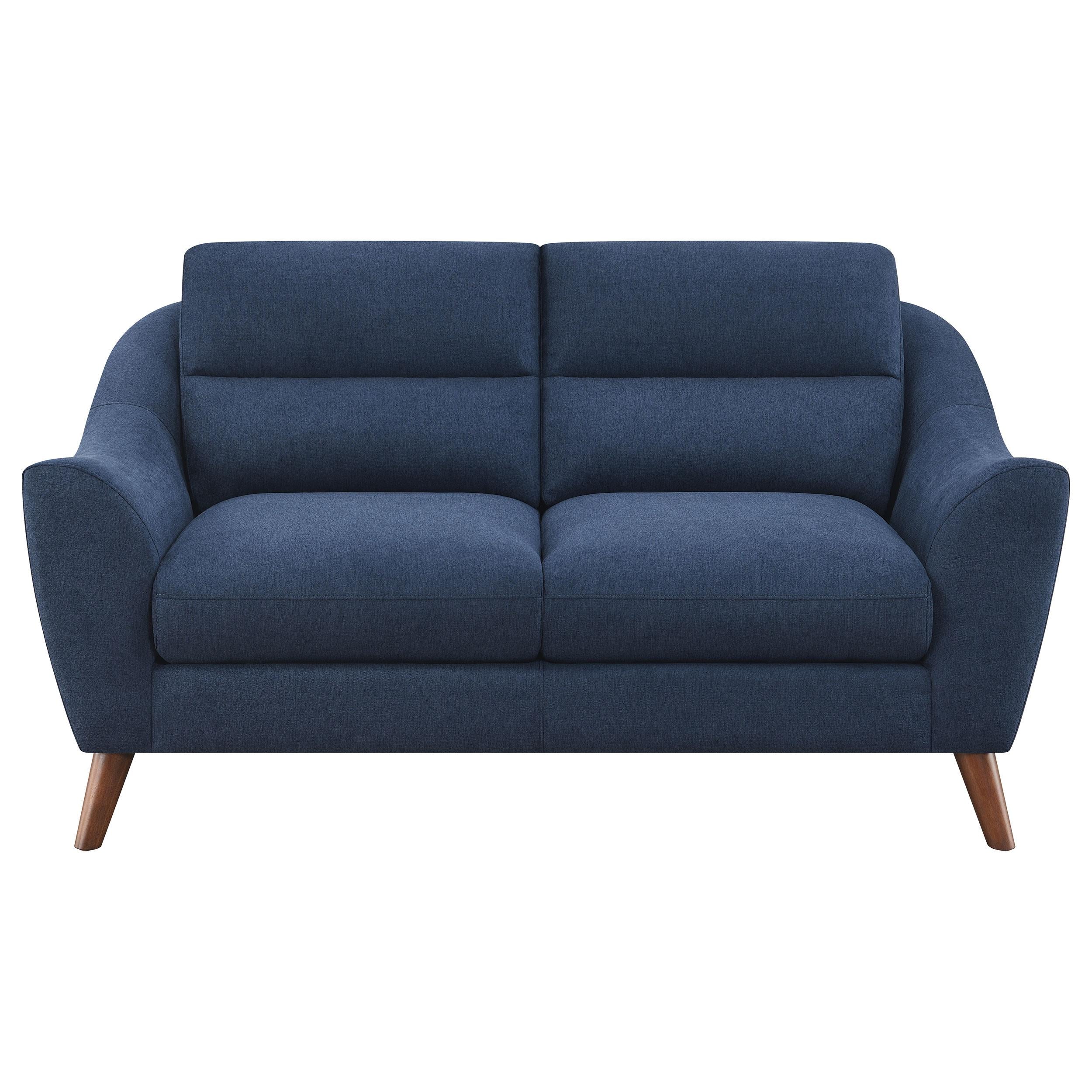 Gano Upholstered Sloped Arm Loveseat Navy Blue