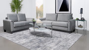 Sofá tapizado de dos piezas con brazos enrollados Davis, color gris