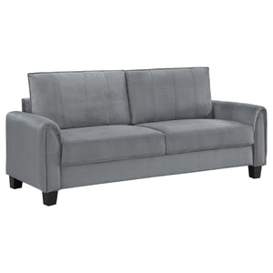 Sofá tapizado de dos piezas con brazos enrollados Davis, color gris
