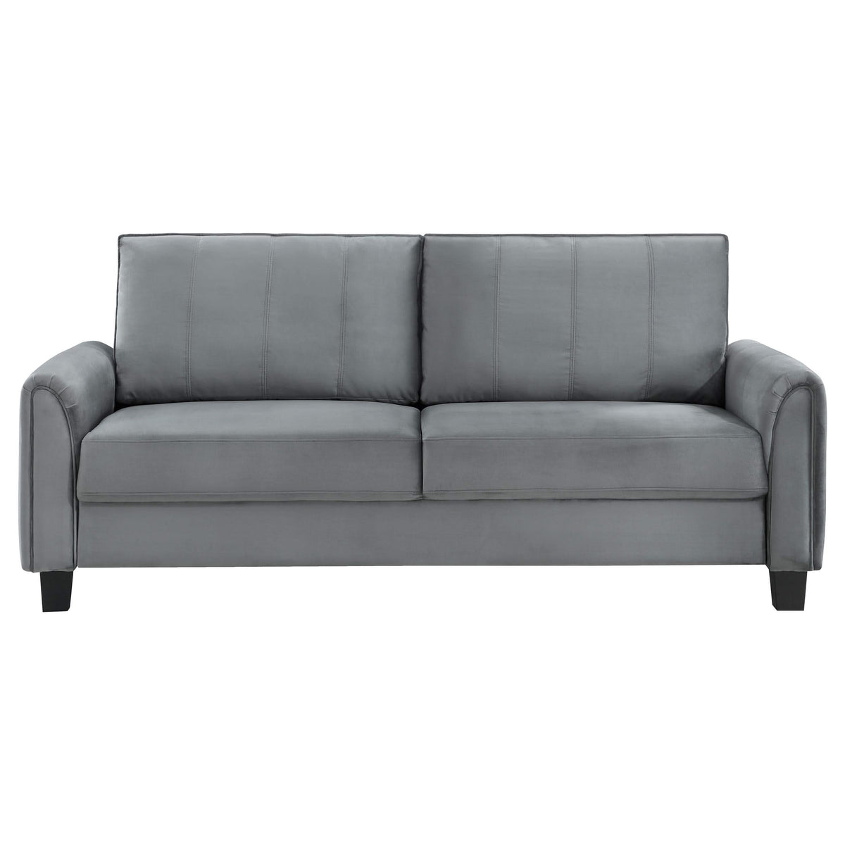 Sofá tapizado de dos piezas con brazos enrollados Davis, color gris