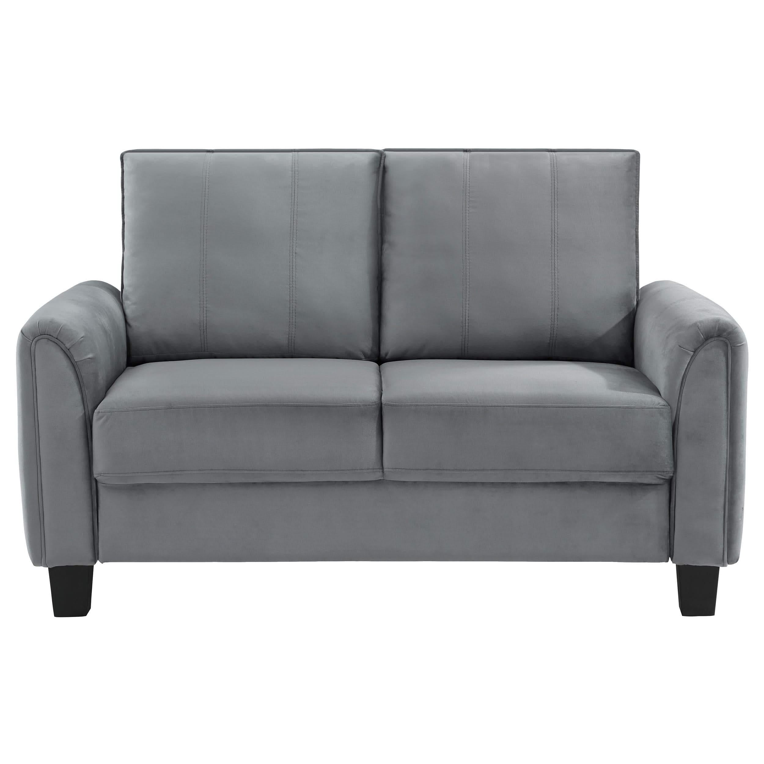 Sofá tapizado de dos piezas con brazos enrollados Davis, color gris