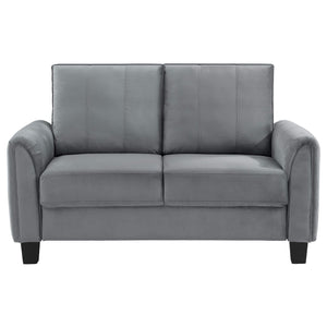 Sofá tapizado de dos piezas con brazos enrollados Davis, color gris
