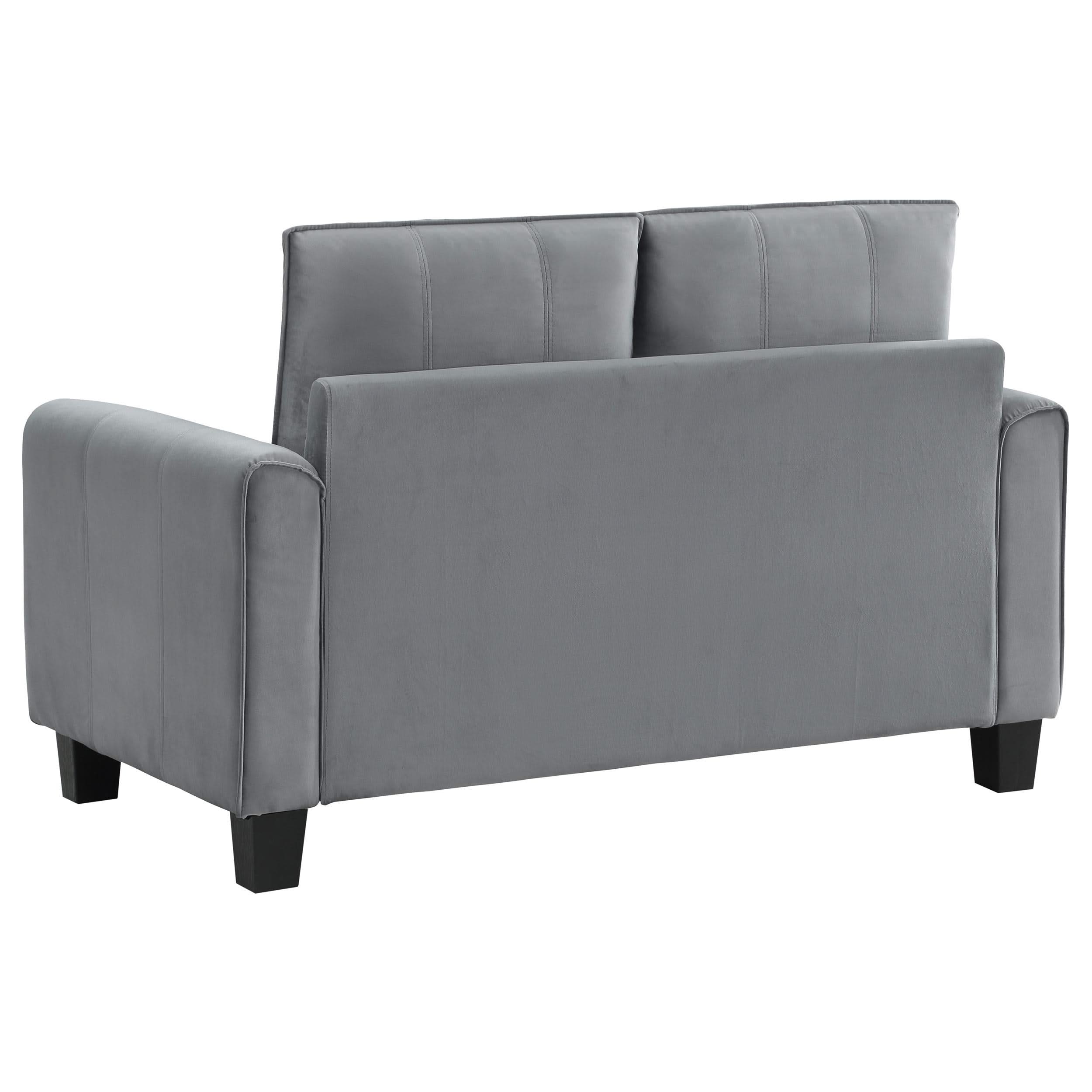 Sofá tapizado de dos piezas con brazos enrollados Davis, color gris