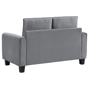 Sofá tapizado de dos piezas con brazos enrollados Davis, color gris