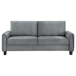 Sofá tapizado Davis con brazos enrollados, gris