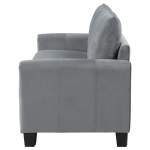 Sofá tapizado Davis con brazos enrollados, gris