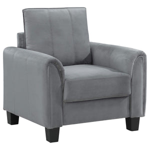 Sillón tapizado Davis con brazos enrollados, color gris