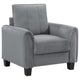Sillón tapizado Davis con brazos enrollados, color gris