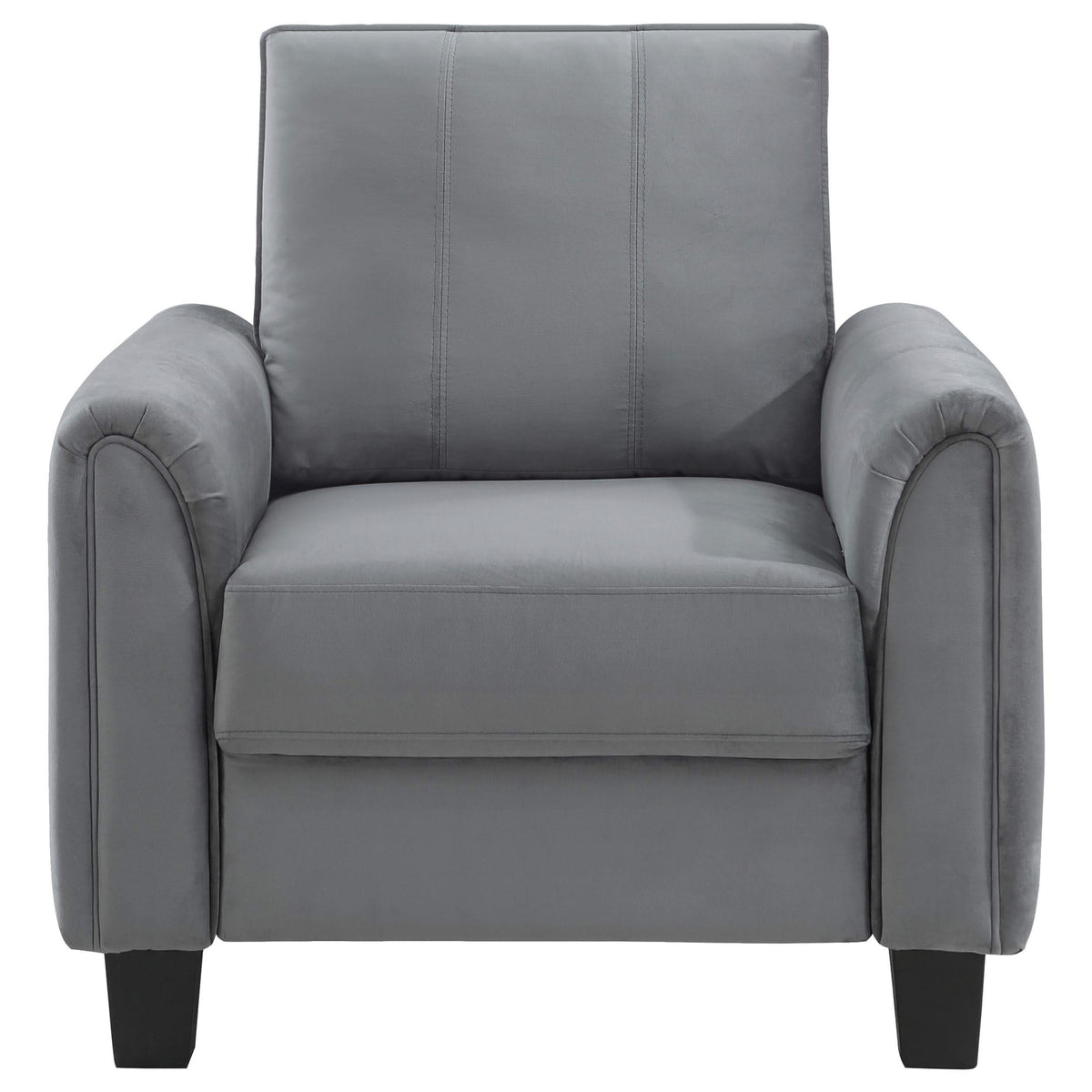 Sillón tapizado Davis con brazos enrollados, color gris