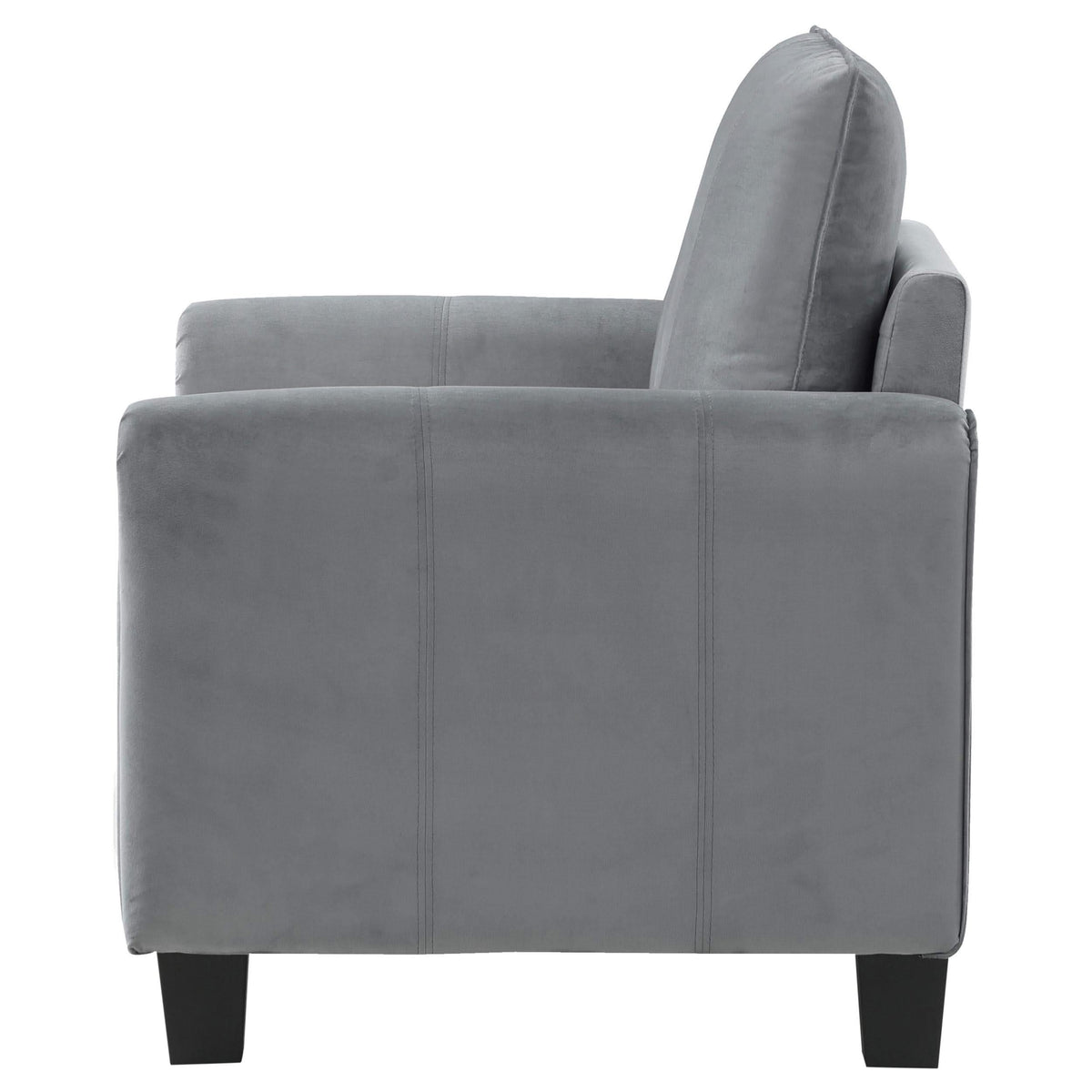 Sillón tapizado Davis con brazos enrollados, color gris