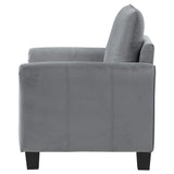 Sillón tapizado Davis con brazos enrollados, color gris