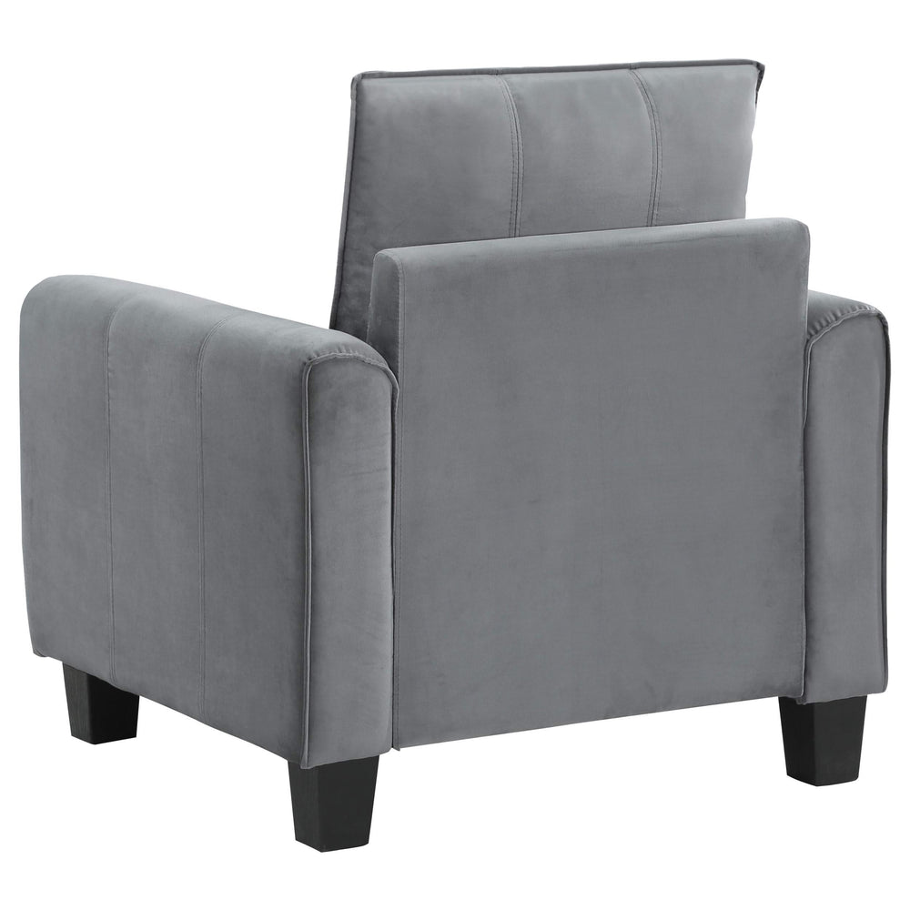 Sillón tapizado Davis con brazos enrollados, color gris