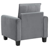 Sillón tapizado Davis con brazos enrollados, color gris