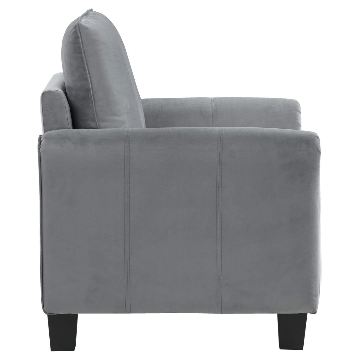 Sillón tapizado Davis con brazos enrollados, color gris