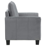 Sillón tapizado Davis con brazos enrollados, color gris