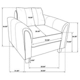 Sillón tapizado Davis con brazos enrollados, color gris
