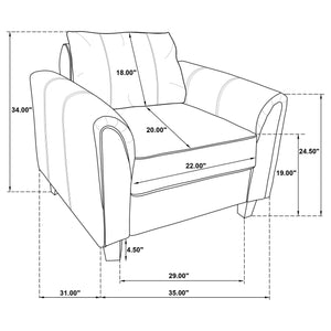 Sillón tapizado Davis con brazos enrollados, color gris