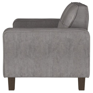 Loveseat tapizado con brazos de riel Deerhurst en color carbón
