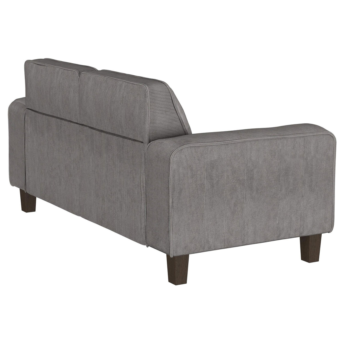 Loveseat tapizado con brazos de riel Deerhurst en color carbón