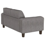 Loveseat tapizado con brazos de riel Deerhurst en color carbón