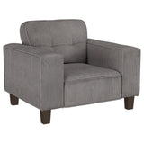 Sillón tapizado Deerhurst con brazos articulados y capitoné, color carbón