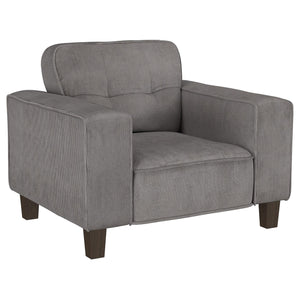 Sillón tapizado Deerhurst con brazos articulados y capitoné, color carbón