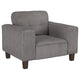 Sillón tapizado Deerhurst con brazos articulados y capitoné, color carbón