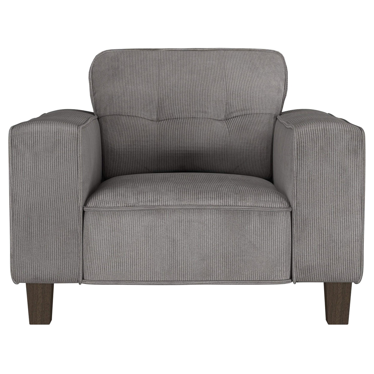 Sillón tapizado Deerhurst con brazos articulados y capitoné, color carbón