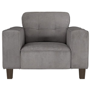 Sillón tapizado Deerhurst con brazos articulados y capitoné, color carbón