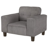 Sillón tapizado Deerhurst con brazos articulados y capitoné, color carbón