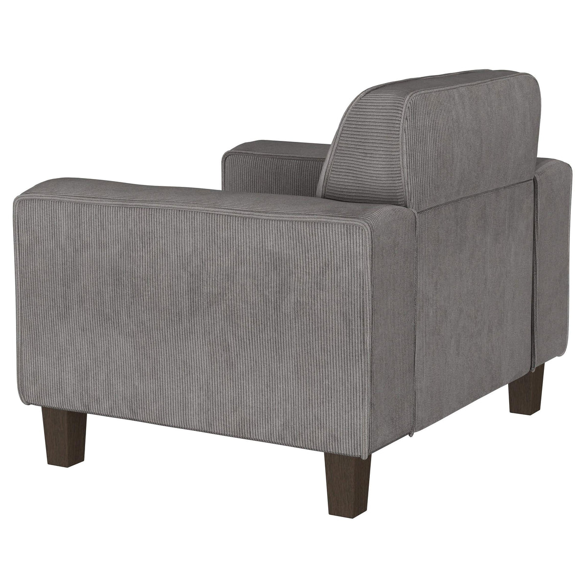 Sillón tapizado Deerhurst con brazos articulados y capitoné, color carbón
