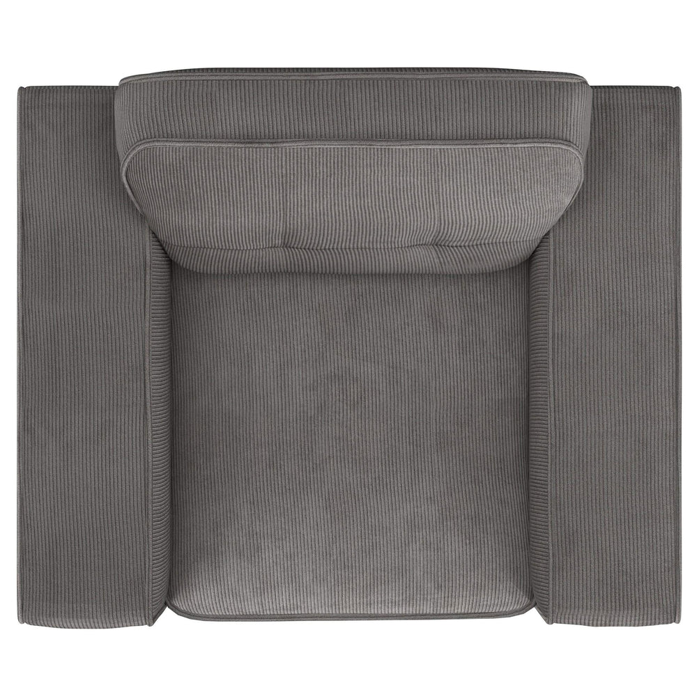 Sillón tapizado Deerhurst con brazos articulados y capitoné, color carbón