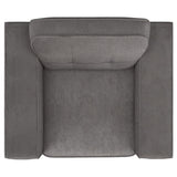 Sillón tapizado Deerhurst con brazos articulados y capitoné, color carbón
