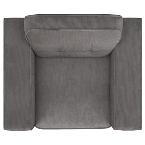 Sillón tapizado Deerhurst con brazos articulados y capitoné, color carbón