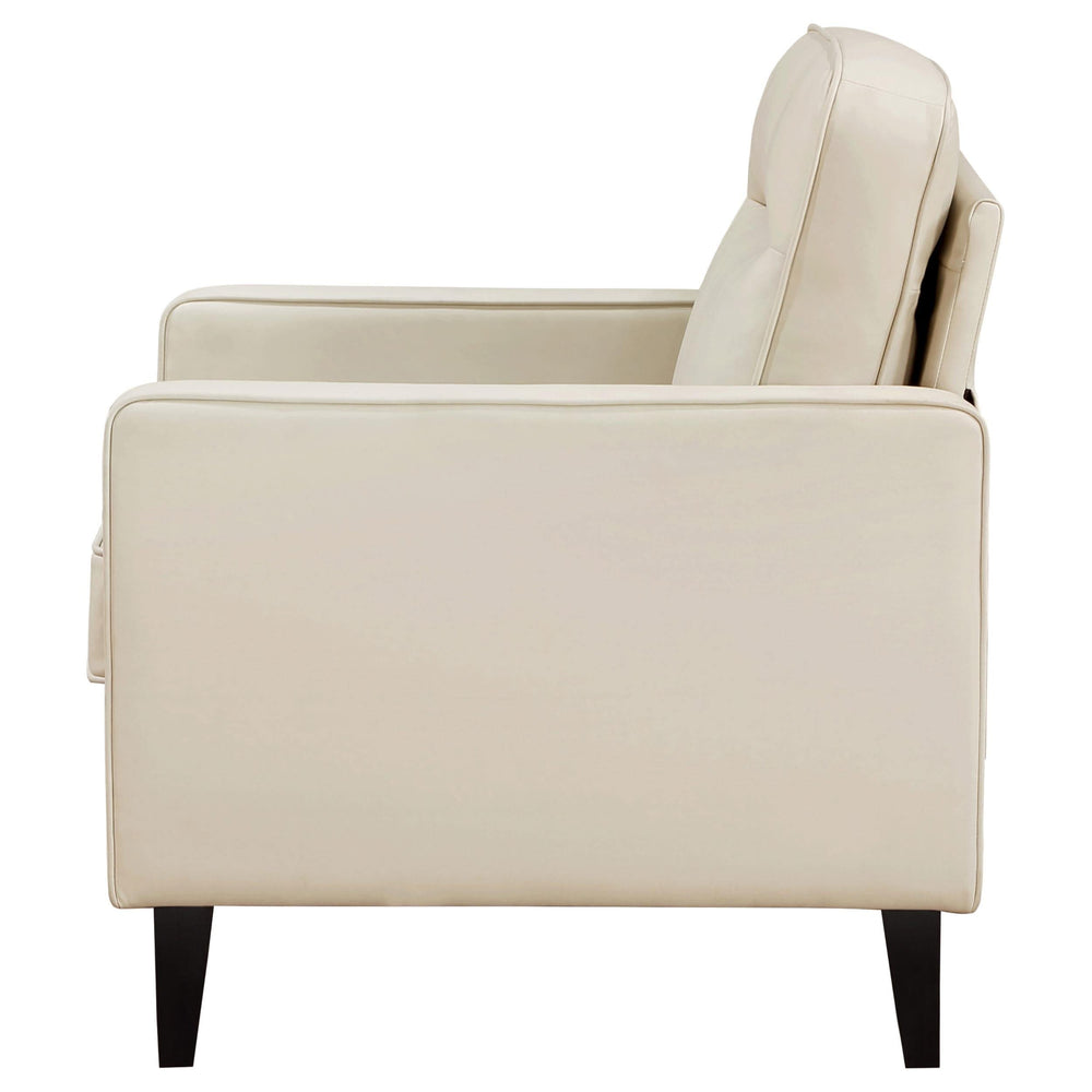 Sillón tapizado Jonah con brazos de riel, color marfil