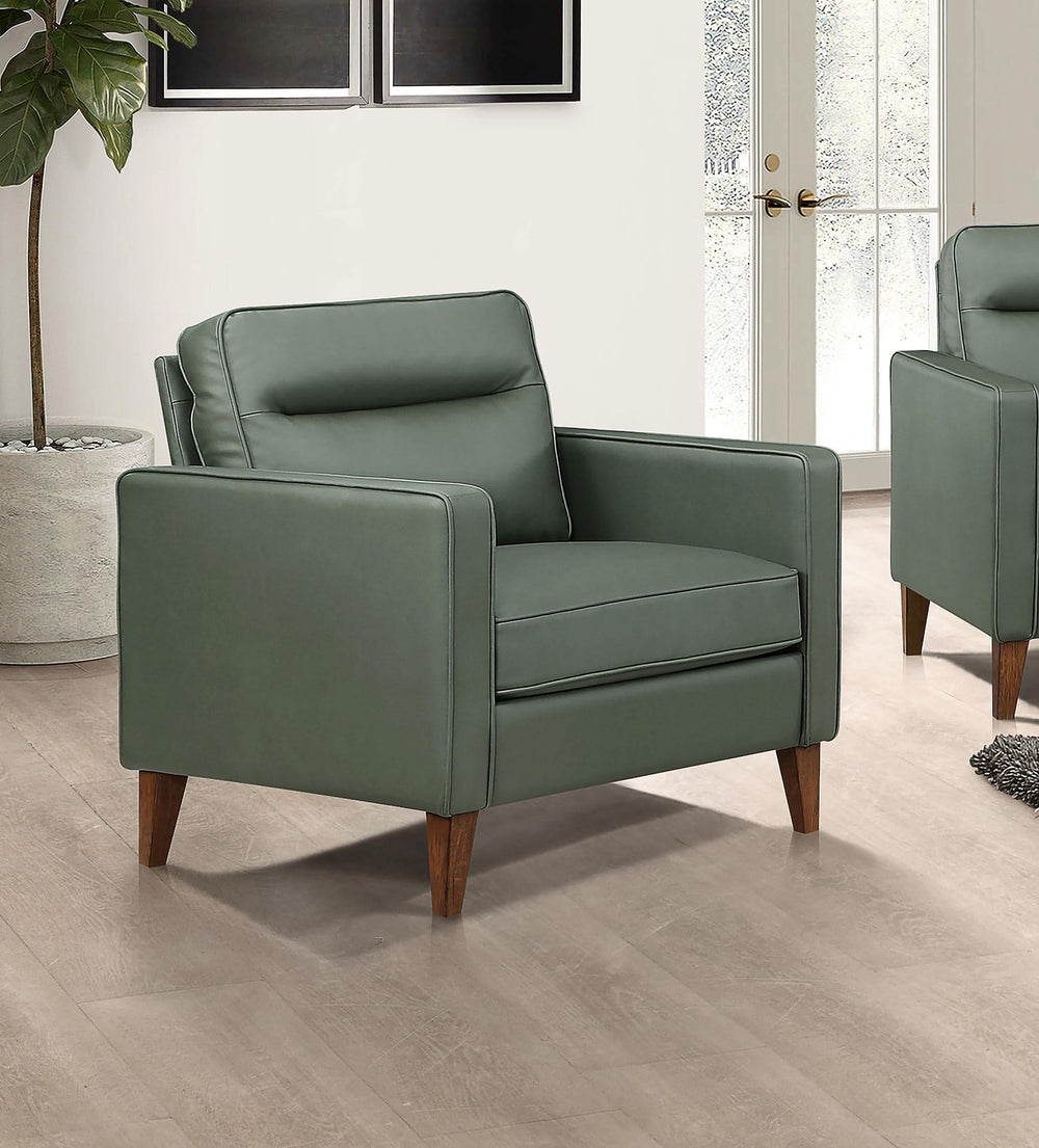 Sillón tapizado Jonah con brazos de riel, color verde