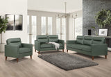 Sillón tapizado Jonah con brazos de riel, color verde
