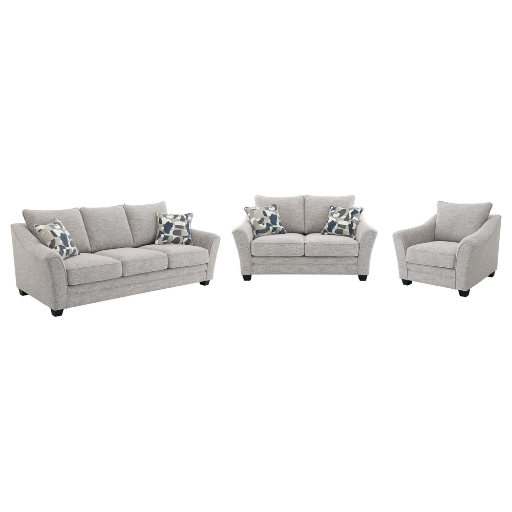 Conjunto de sofá tapizado de 3 piezas Tomkins Boucle en gris claro