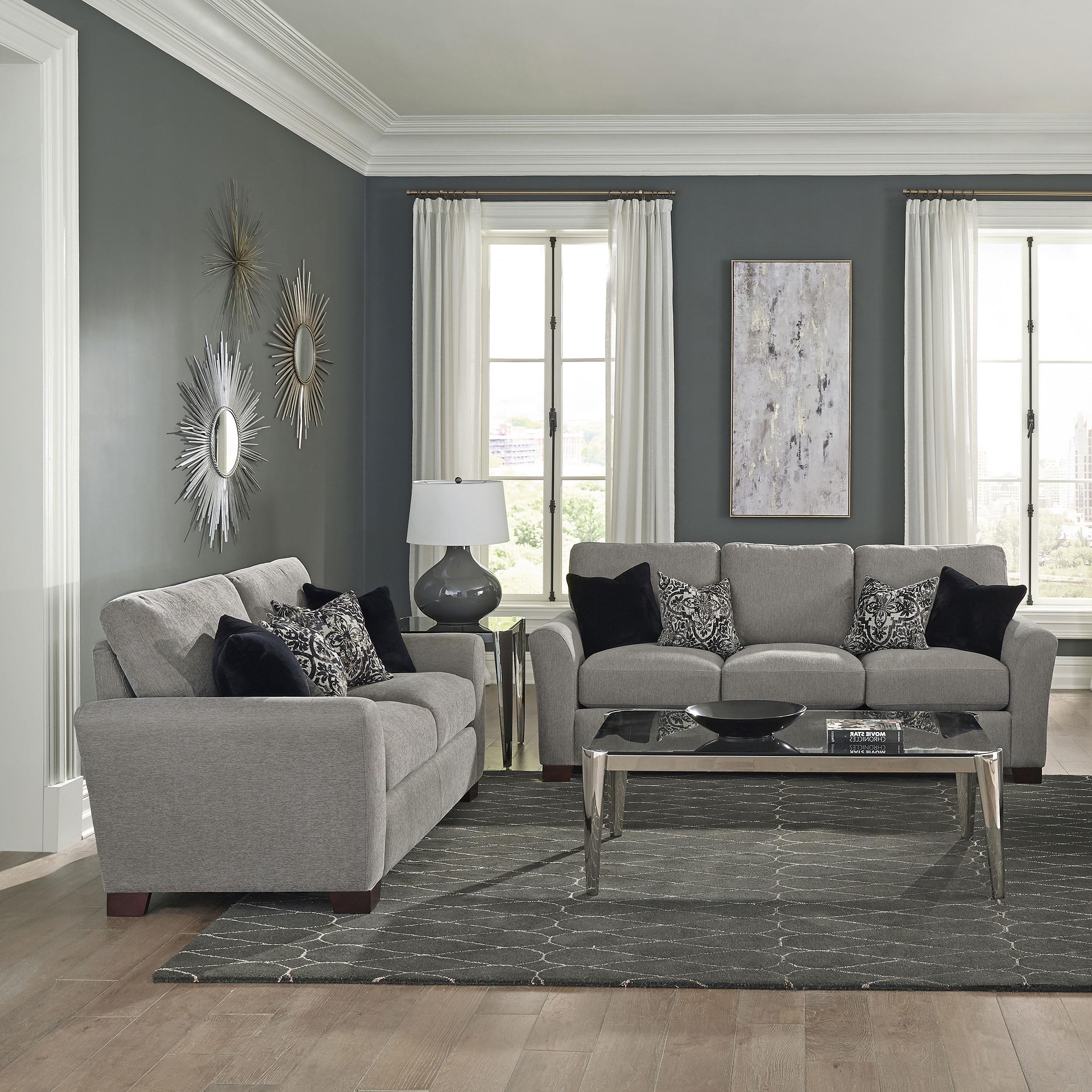 Drayton 2-piece Flared Arm Upholstered Living Room Set Warm Grey