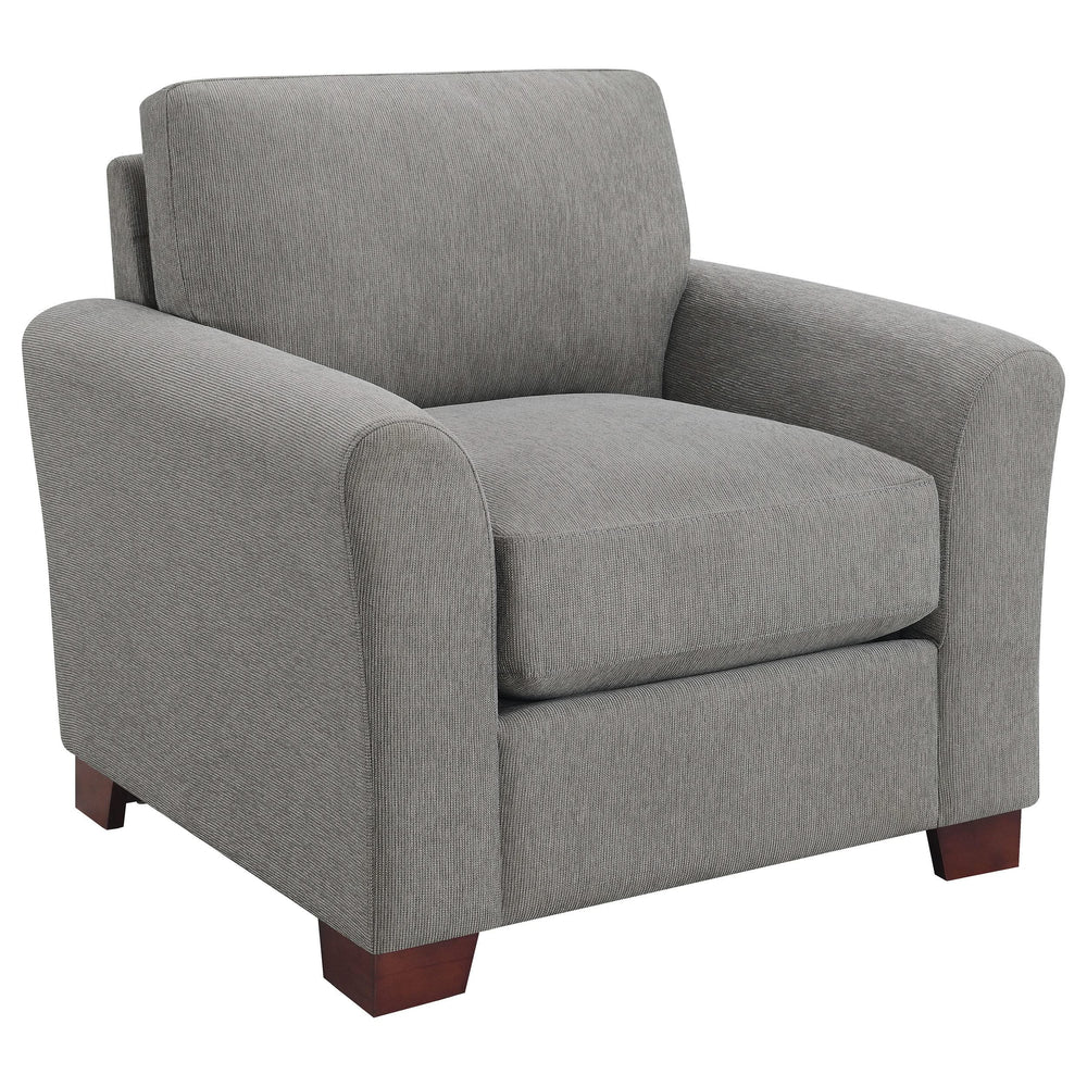 Silla tapizada Drayton con brazos acampanados, gris cálido