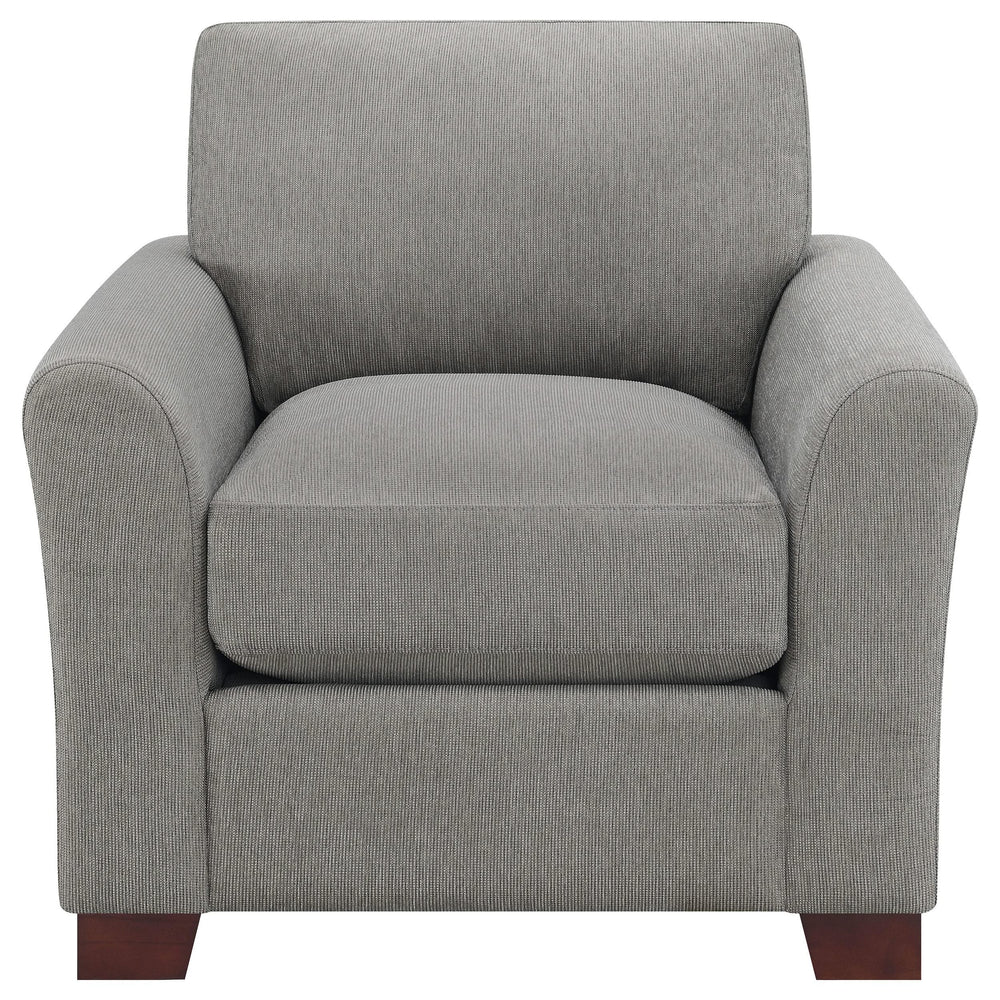 Silla tapizada Drayton con brazos acampanados, gris cálido