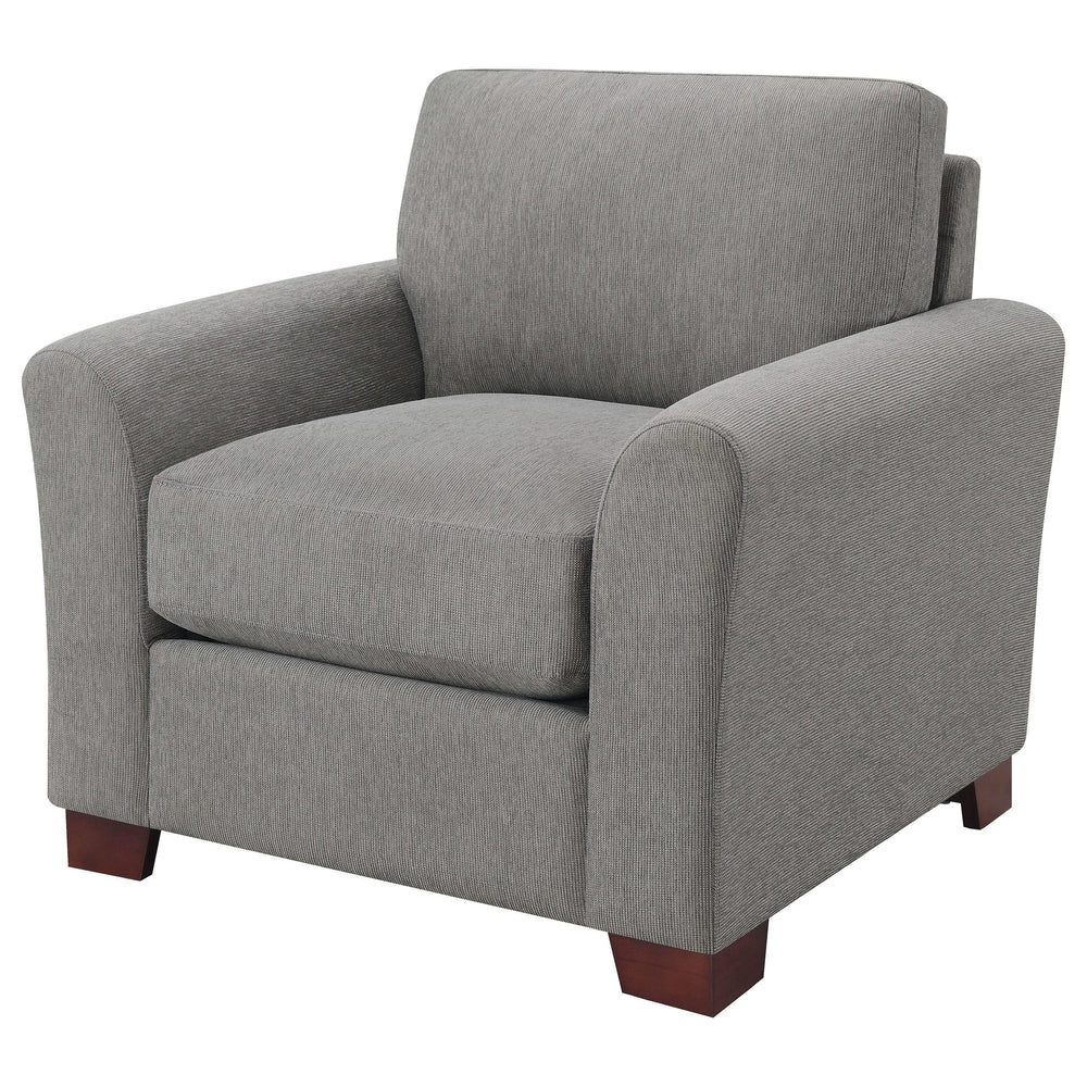Silla tapizada Drayton con brazos acampanados, gris cálido