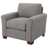 Silla tapizada Drayton con brazos acampanados, gris cálido