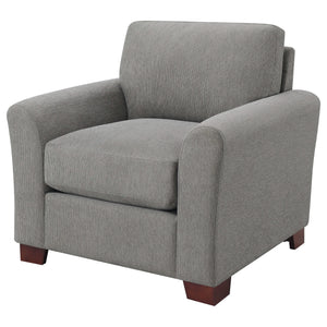 Silla tapizada Drayton con brazos acampanados, gris cálido