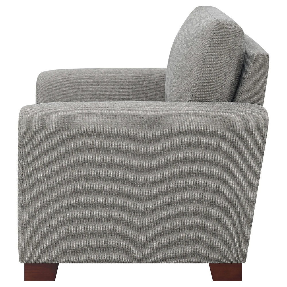 Silla tapizada Drayton con brazos acampanados, gris cálido