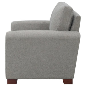 Silla tapizada Drayton con brazos acampanados, gris cálido