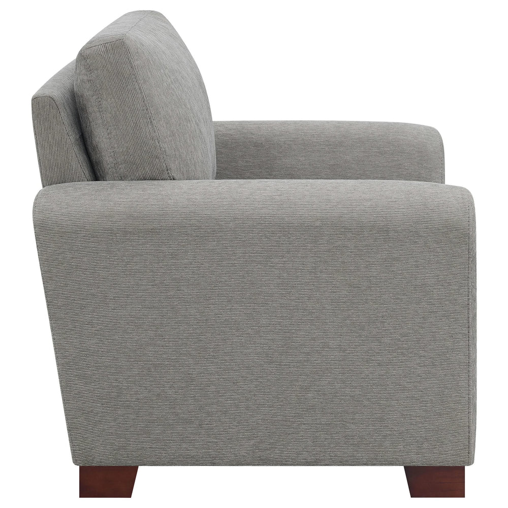 Silla tapizada Drayton con brazos acampanados, gris cálido