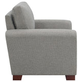 Silla tapizada Drayton con brazos acampanados, gris cálido