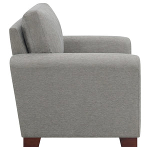 Silla tapizada Drayton con brazos acampanados, gris cálido